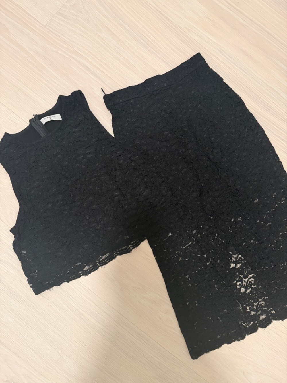 Babaton Set — Black Lace Pencil Skirt - Elegant Women's Top and Skirt Set